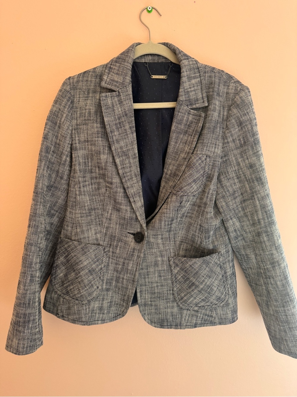 Trina Turk pantsuit navy Tweed Blazer Jacket and pants. EUC